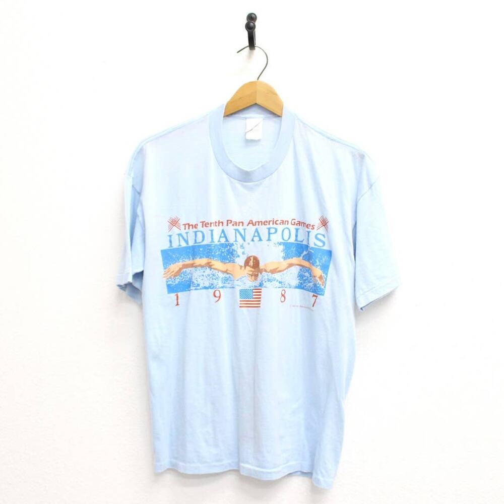 Vintage Tenth Pan American Games Swimming Indianapolis Indiana 1987 T Shirt XL
